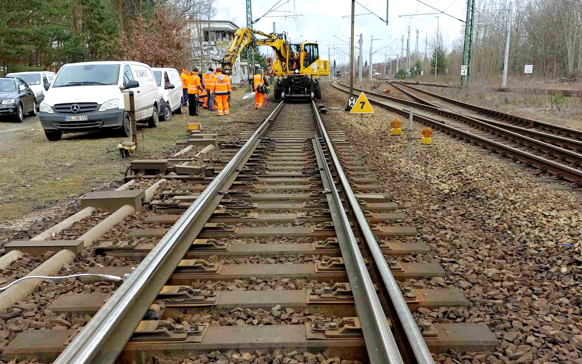 Letzte Prüfungen vor Inbetriebnahme am Kehrgleis am Bahnhof Königs Wusterhausen, Foto: DB Netz AG