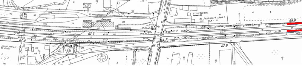 Bauskizze Station Jacobsdorf (Verlängerung rot markiert), Grafik: DB Station&Service