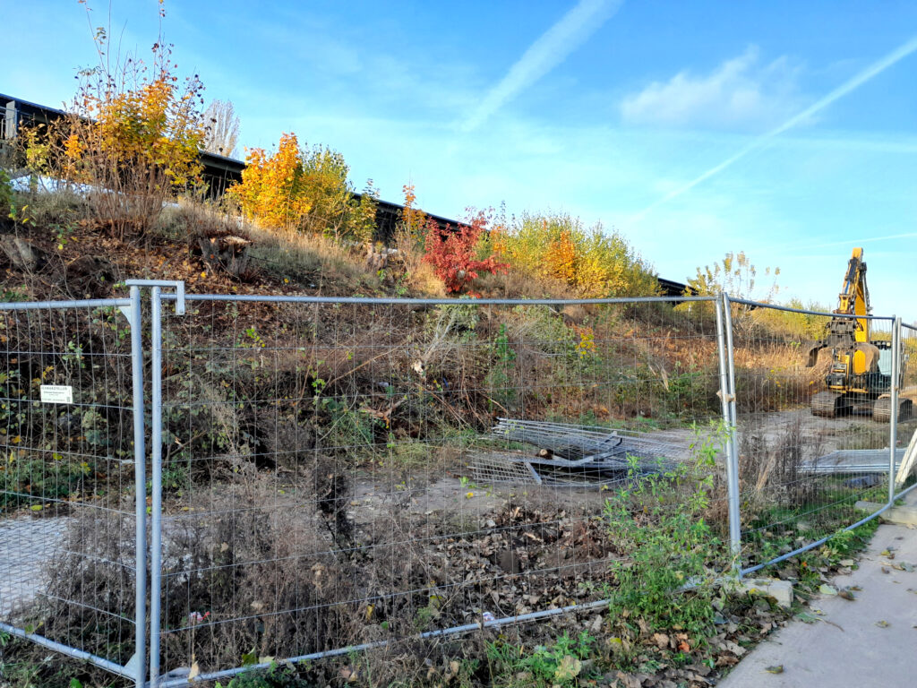 Baustart am Bahnhof Wilhelmsruh dem Start der Stammstrecke der Heidekrautbahn im November 2024, Foto NEB